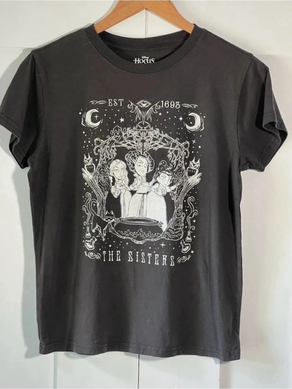 Disney Hocus Pocus Sanderson Sisters Graphic Tee Small Black Halloween
